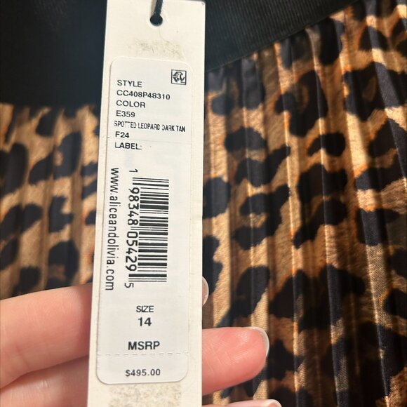 Alice + Olivia Katz Pleated Leopard Maxi Skirt - NWT - Picture 2 of 4